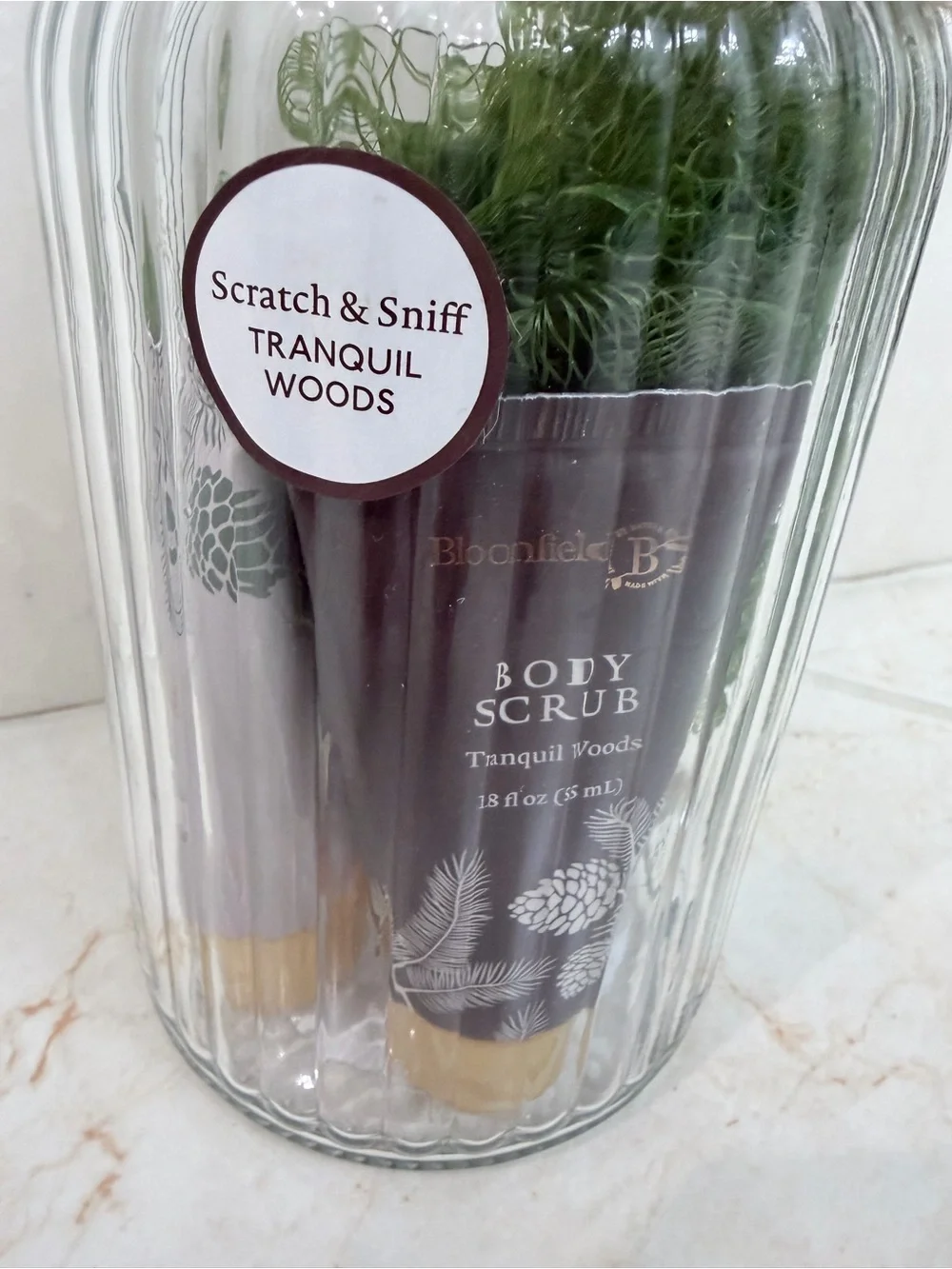 Brand New Bloomfield Body Scrub & Loofah Gift Jar
